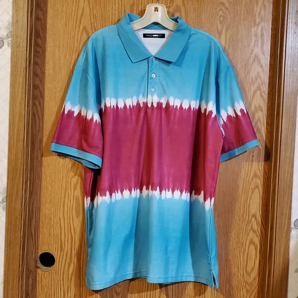 Fashion Nova Gerardo short sleeve tie dye polo shirt polyester size L - Picture 2 of 11